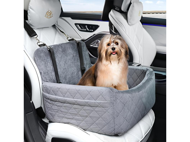 Dog Car Seat for Small Medium Dogs, Quilted Pet Booster Car Seat, Soft AntiSlip Pet Travel Carrier with Safety Harness for Car Travel