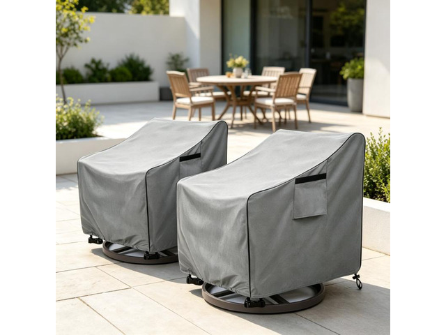 2 Pack Patio Swivel Chair Covers, Waterproof HeavyDuty Oxford Outdoor Furniture Protector, Wind Resistant AntiUV Cover for Swivel Patio Armchairs