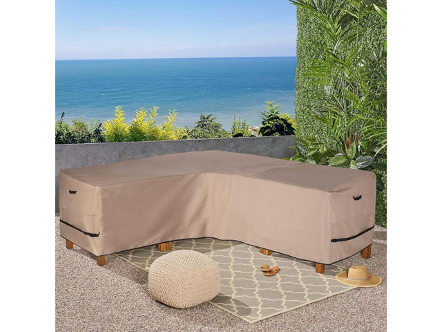 LShape Patio Sectional Sofa Cover, HeavyDuty Oxford Waterproof Outdoor Corner Furniture Protector, Wind Resistant AntiUV LShaped Sofa Cover for...