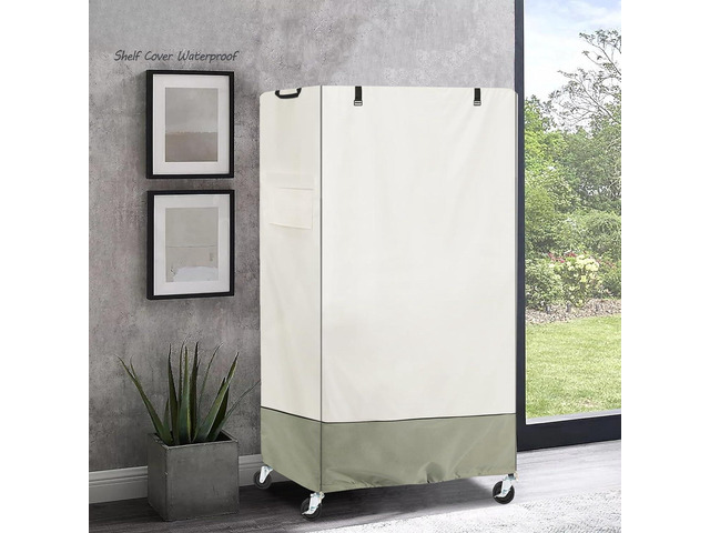 TwoTone Storage Shelf Cover, AllWeather Oxford Cloth Protective Cover for Wheeled Outdoor Storage Rack