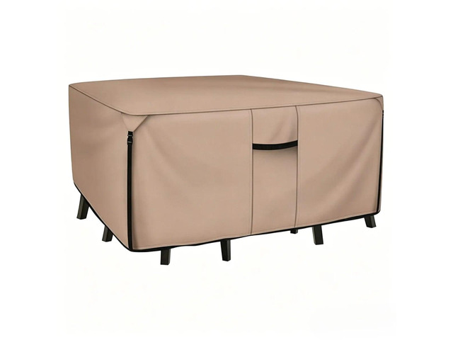 Square Patio Furniture Set Cover, HeavyDuty Oxford Fabric Waterproof UVResistant Khaki Outdoor Table Chair Set Protector