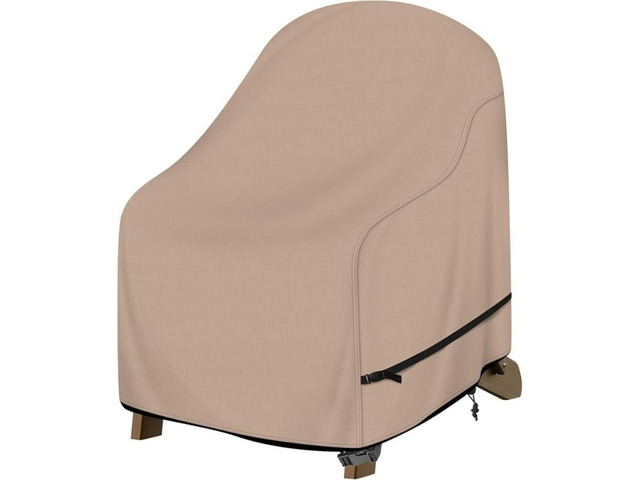 Khaki Outdoor Patio Chair Cover, Waterproof Weatherproof Armchair Protector, Dustproof WindResistant Chair Cover with Side Zipper and Secure...