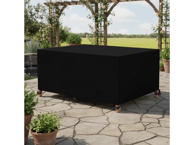 Black Waterproof Outdoor Patio Table Cover,102''L*102''W*33.5''H,with Drawstring, 4 Corner Buckles, Storage Bag & OPP Bag for Garden Patio...