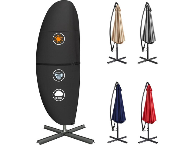 Offset Patio Umbrella Cover, HeavyDuty Black Oxford Fabric Waterproof UVResistant Outdoor Cantilever Banana Umbrella Protector