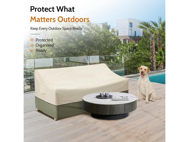 Waterproof Outdoor Loveseat Sofa Cover, HeavyDuty Oxford Patio Furniture Cover, AllWeather AntiUV Dust Protector with Drawstring Closure & Side...