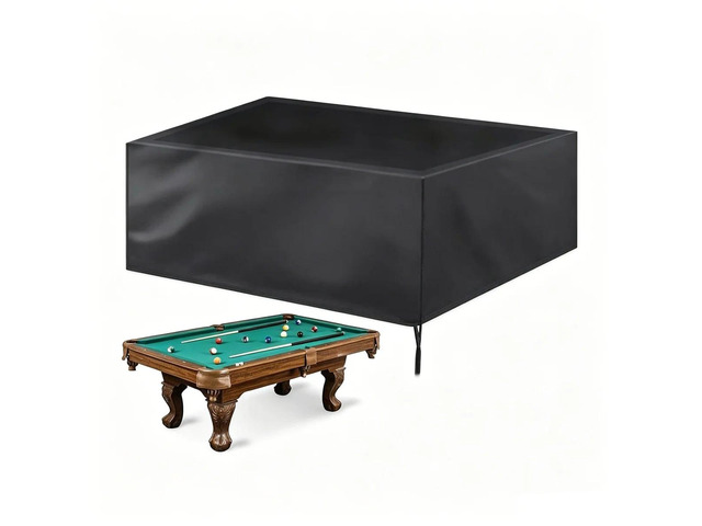 Black 8FT Pool Table Cover, 96.5'L x 55'W x 8'H Waterproof Dustproof Outdoor Indoor Billiard Table Protector with Bottom Drawstring, Single Needle...