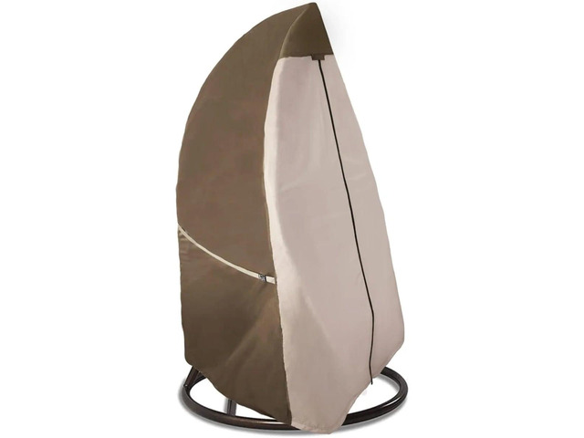 Beige & Brown TwoTone Egg Chair Cover, Waterproof UVResistant Oxford Protector for Outdoor Hanging Egg Swing Chair