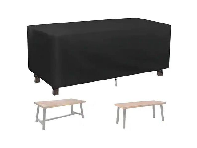 Black Rectangular Patio Table Cover, Waterproof UVResistant Oxford Cloth Protector for Outdoor Dining Table Furniture Set