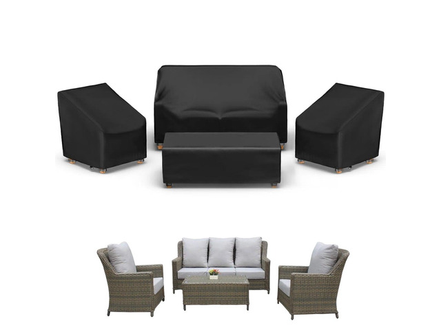 4Piece Outdoor Furniture Cover Set, HeavyDuty Oxford Fabric Patio Sofa Chair Table Protector for 4Seat Conversation Set