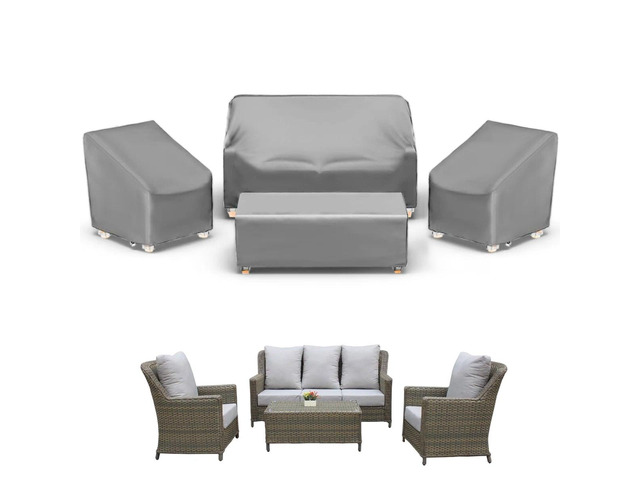 4Piece Outdoor Furniture Cover Set, HeavyDuty Oxford Fabric Patio Sofa Chair Table Protector for 4Seat Conversation Set