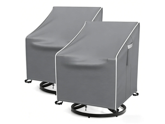 2 Pack Outdoor Swivel Chair Cover, HeavyDuty Oxford Fabric Patio Rotating Armchair Protector with White Edge Trim