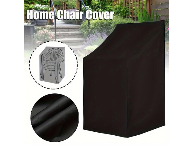 Black Stackable Chair Cover, HeavyDuty Oxford Fabric Outdoor Stacked Patio Chair Protector with Drawstring