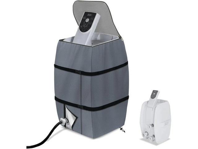 Grey Hot Tub SPA Heater Pump Cover, HeavyDuty Oxford Fabric Outdoor Water Therapy Circulation Pump Protector with Mesh Zipper Top