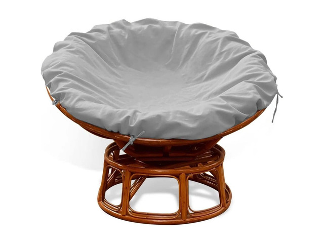Grey Round Cushion Cover, HeavyDuty Oxford Fabric Waterproof UVResistant Outdoor Papasan Chair Cushion Protector with Drawstrings