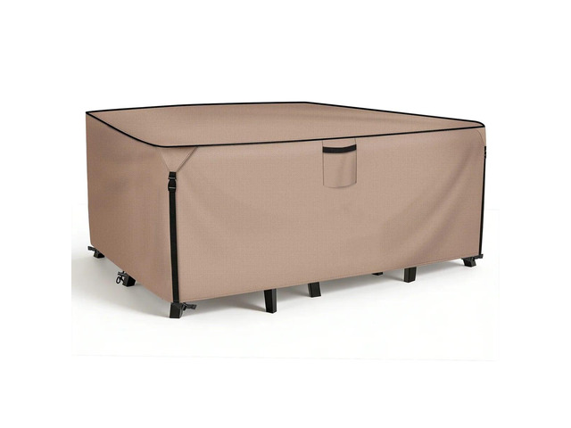 Khaki Rectangle Patio Furniture Set Cover, HeavyDuty Oxford Fabric Waterproof UVResistant Outdoor Rectangular Sofa Table Chair Protector with...