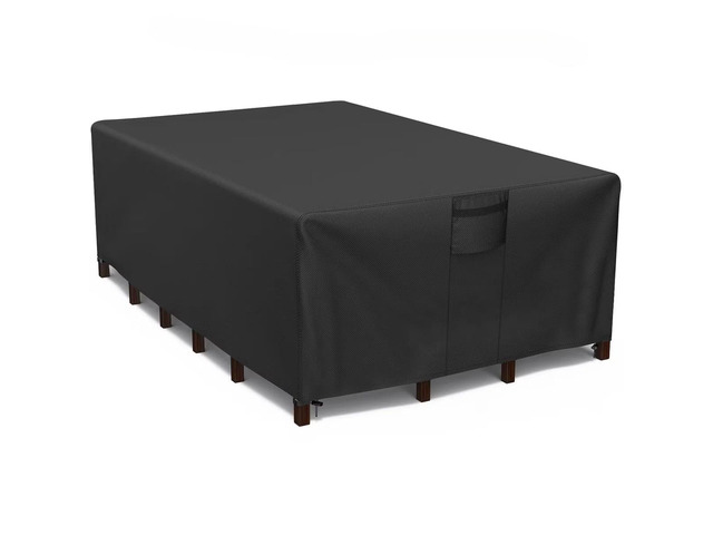 Black Rectangle Patio Furniture Set Cover, HeavyDuty Oxford Fabric Waterproof UVResistant Outdoor Rectangular Sofa Table Chair Protector with...