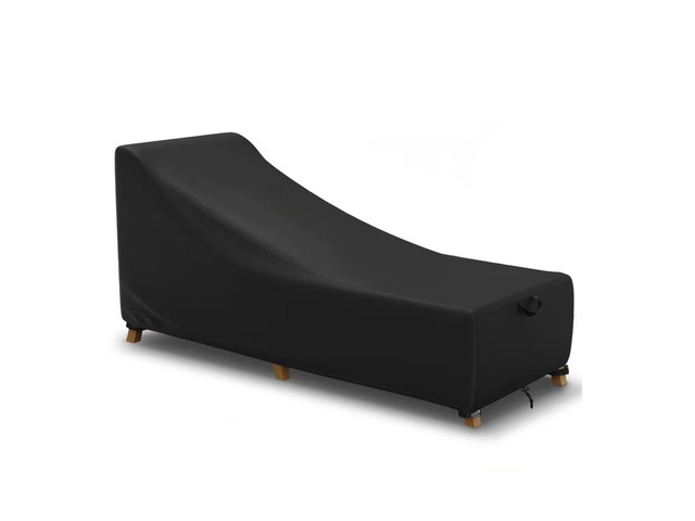 Black Outdoor Chaise Lounge Cover, HeavyDuty Oxford Fabric Waterproof UVResistant Patio Recliner Protector with Carry Handle