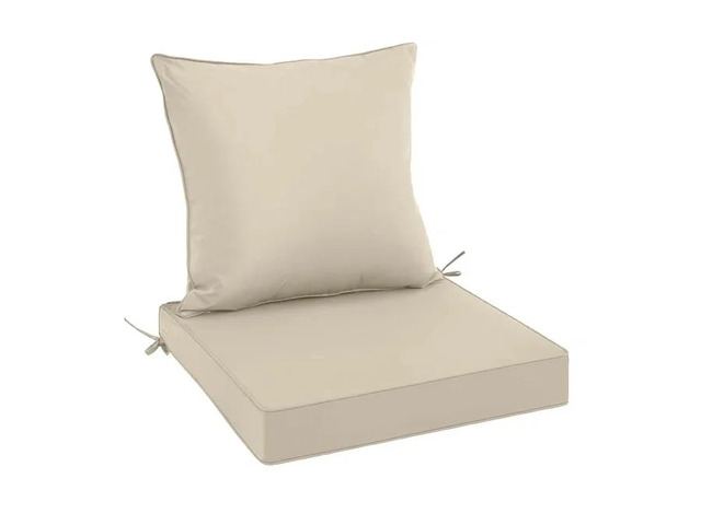 Thick Outdoor Patio Chair Cushion Set, Square Seat Cushion and Back Pillow with Fastening Ties for Lawn Furniture