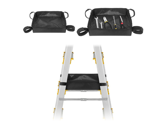Portable Ladder Tool Kit, Collapsible Black Ladder Storage Rack, Heavy Duty Ladder Organizer for Garage Workshop Home