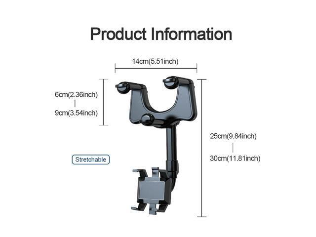 360° Car Rear View Mirror Mount Holder Stand for Apple iPhone Android Phone