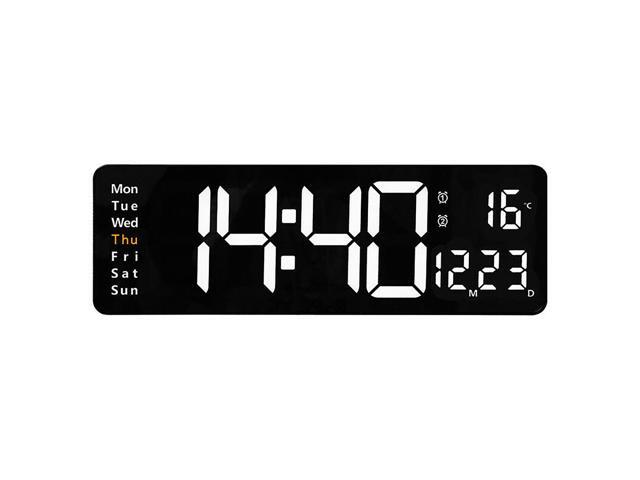 Large LED Digital Wall Clock Temperature Date Day Display USB Remote Control