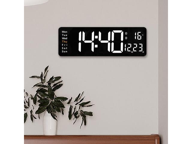 Large LED Digital Wall Clock Temperature Date Day Display USB Remote Control