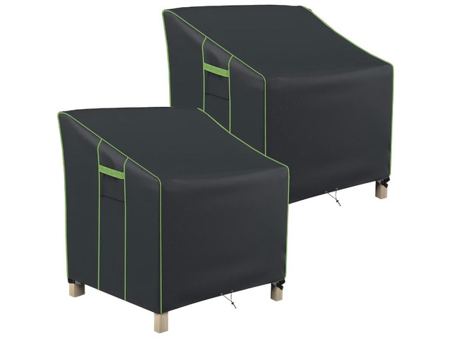 Black 2-Piece Chair Cover Set, All Weather Waterproof Outdoor Patio Chair Protector