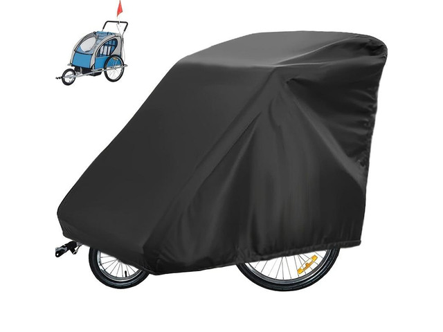 Black Bike Trailer Cover, All Weather Waterproof Outdoor Bicycle Trailer Protector