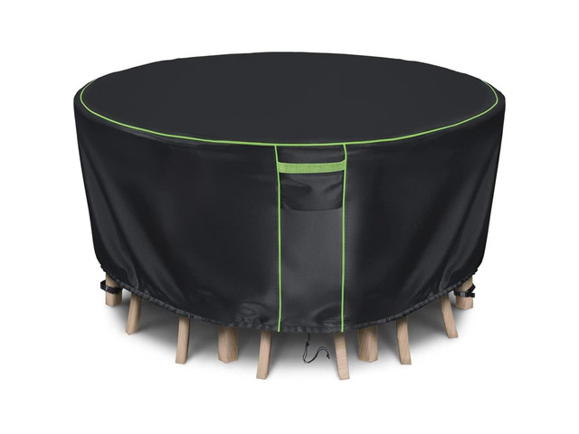 Black Round Table Cover, All Weather Waterproof Outdoor Patio Table Protector