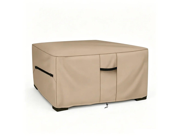 Khaki Square Outdoor Furniture Cover, AllWeather Windproof Dustproof Backyard Garden Square Table & Chair Set Protective Cover