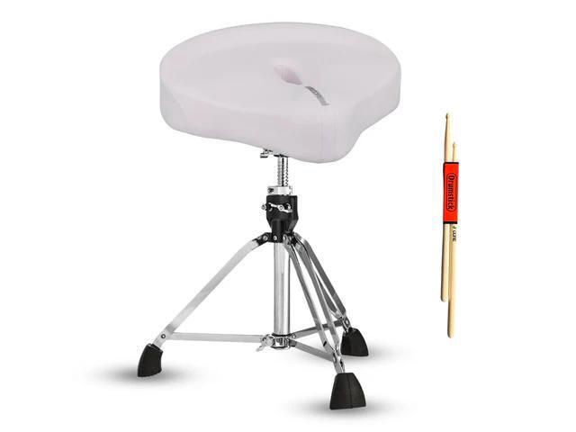 5 Core Drum Throne Padded 4' Pressure Relief Ergonomic Drummer Stool Swivel Adjustable 25.50' White