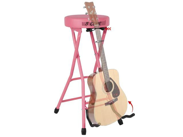 5 Core Guitar Stool 3.15' Padded Chair Foldable Heavy Duty Music Seat Built in Foot Rest Guitar Stand
