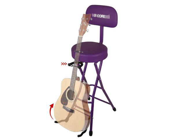 5Core Guitar Stool 3.15' Padded Chair Foldable Heavy Duty Music Seat Built in Foot Rest Guitar Stand