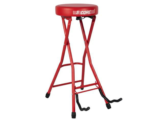 5Core Guitar Stool 3.15' Padded Chair Foldable Heavy Duty Music Seat Built in Foot Rest Guitar Stand