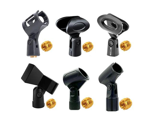 5 Core Microphone Clip Holder 6 Pieces with Screw Adapters 5/8 to 3/8 Inch
