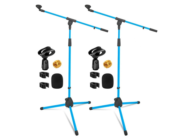 5 Core Mic Stand Floor Pair Universal 72' Height Adjustable Tripod Microphone Stands w Boom Arm