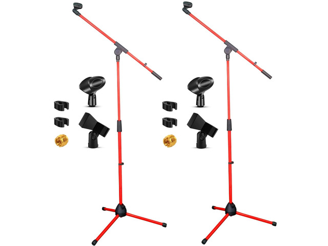 5 Core Mic Stand Floor Pair Adjustable 72' Tripod Microphone Stands w Telescoping Boom Arm