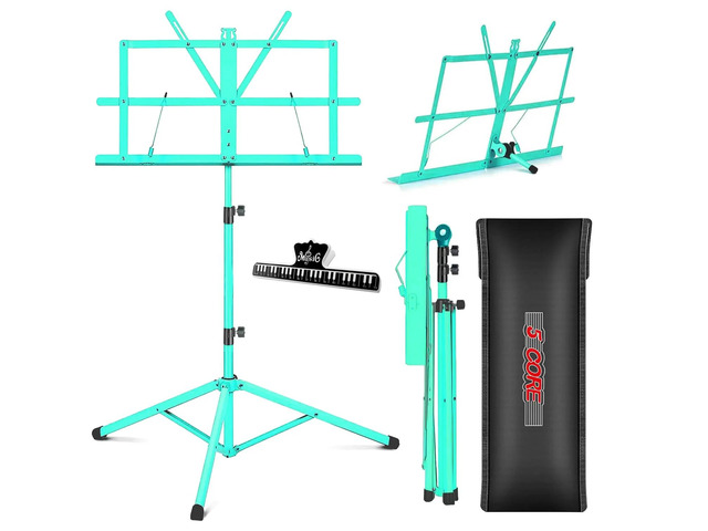 5 Core Sheet Music Stand 2 in 1 Dual Use Professional Portable Adjustable 25-52 Inch Folding Music Note Holder Tripod Stands Green MUS FLD GR