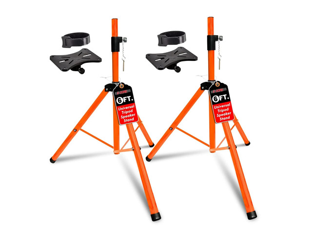 5 Core Speaker Stand Tripod Floor Heavy Duty Adjustable Up to 72 Inch DJ Studio kanto Monitor Stands Pole Mount - SS HD 2PK ORG WOB