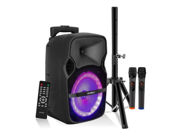 5 Core Party Speaker Portable PA System 2 Wireless Microphone Bluetooth Loud Big Subwoofer Powered Active DJ Karaoke Machine for Studio Indoor...