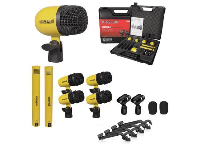 5 Core Drum Microphone Kit 7Pc All Metal Drummer Mics Tom/Snare & Cymbals Wired Instrument Drums Set