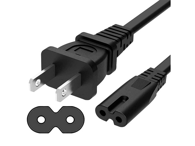 5 Core Extra Long 6ft 2 Prong Non-Polarized AC Wall Power Cable 2 Slot Cord for HP Dell Samsung Sony Asus Acer Toshiba Laptop Charger LED LCD...