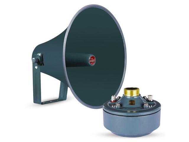 5Core PA Horn Speaker Set 2' Compression Driver 600W 16 Ohm Weatherproof Aluminum Body 18 TPI Thread