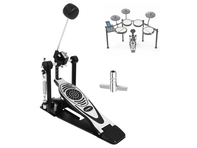 5 Core Bass Drum Pedal Mount Adjustable Felt Beater Head Double Chain Heavyduty Kick Drum Foot Pedal