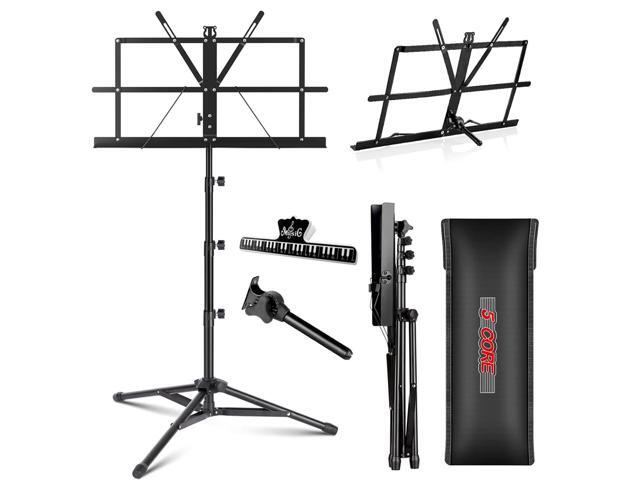 5 Core Music Stand For Sheet Music Portable Tripod Adjustable Folding Note Holder
