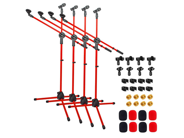 5 Core Mic Stand 4Pcs Floor Height Adjustable Tripod Microphone Stands w Telescoping Boom Arm