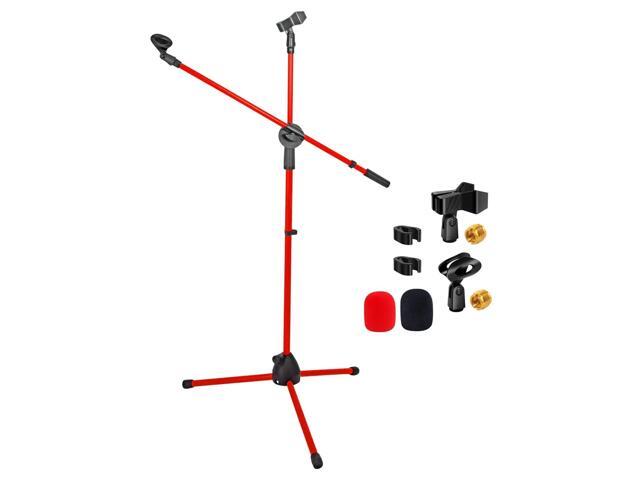 5 Core Mic Stand Floor Universal Height Adjustable Tripod Microphone Stands Holds 2 Mics w Extending Telescoping Boom Arm Foldable Portable for...
