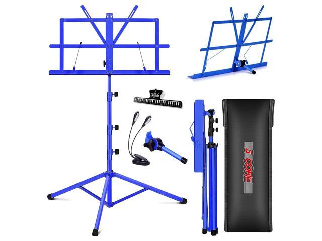 5 Core Sheet Music Stand 2 in 1 Dual Use Professional Portable Adjustable 28-67 Inch Folding Music Note Holder Tripod Stands Blue - MUS FLD 4S BLU...