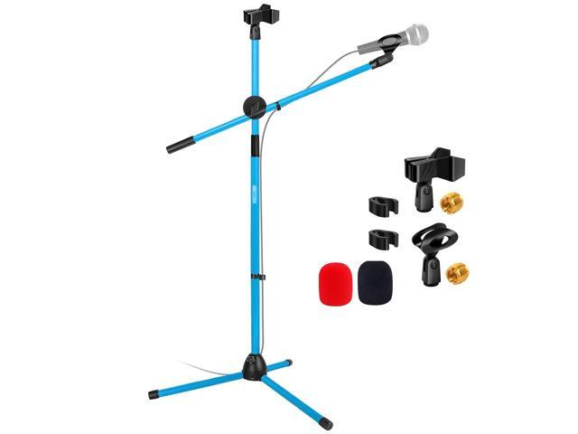 5 Core Mic Stand Floor Universal Height Adjustable Tripod Microphone Stands Holds 2 Mics w Extending Telescoping Boom Arm Foldable Portable for...
