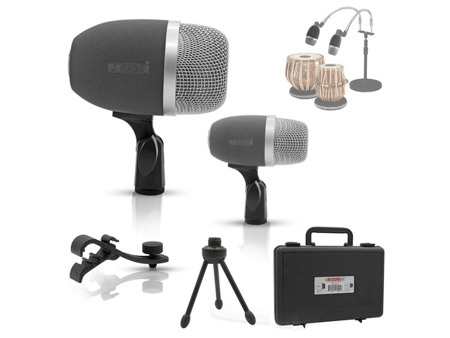 5 Core Tabla Mic Indian Instrument Microphone Set for Bayan & Dayan Dholak Uni-Directional Mridangam Mic for Recording Live Stage Temple &...